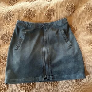 Olive green high waisted suede skirt